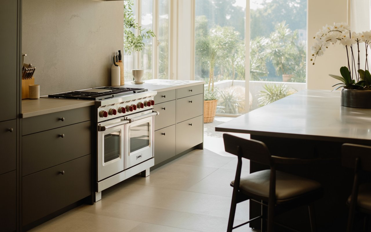 Wolf professional range in luxury kitchen